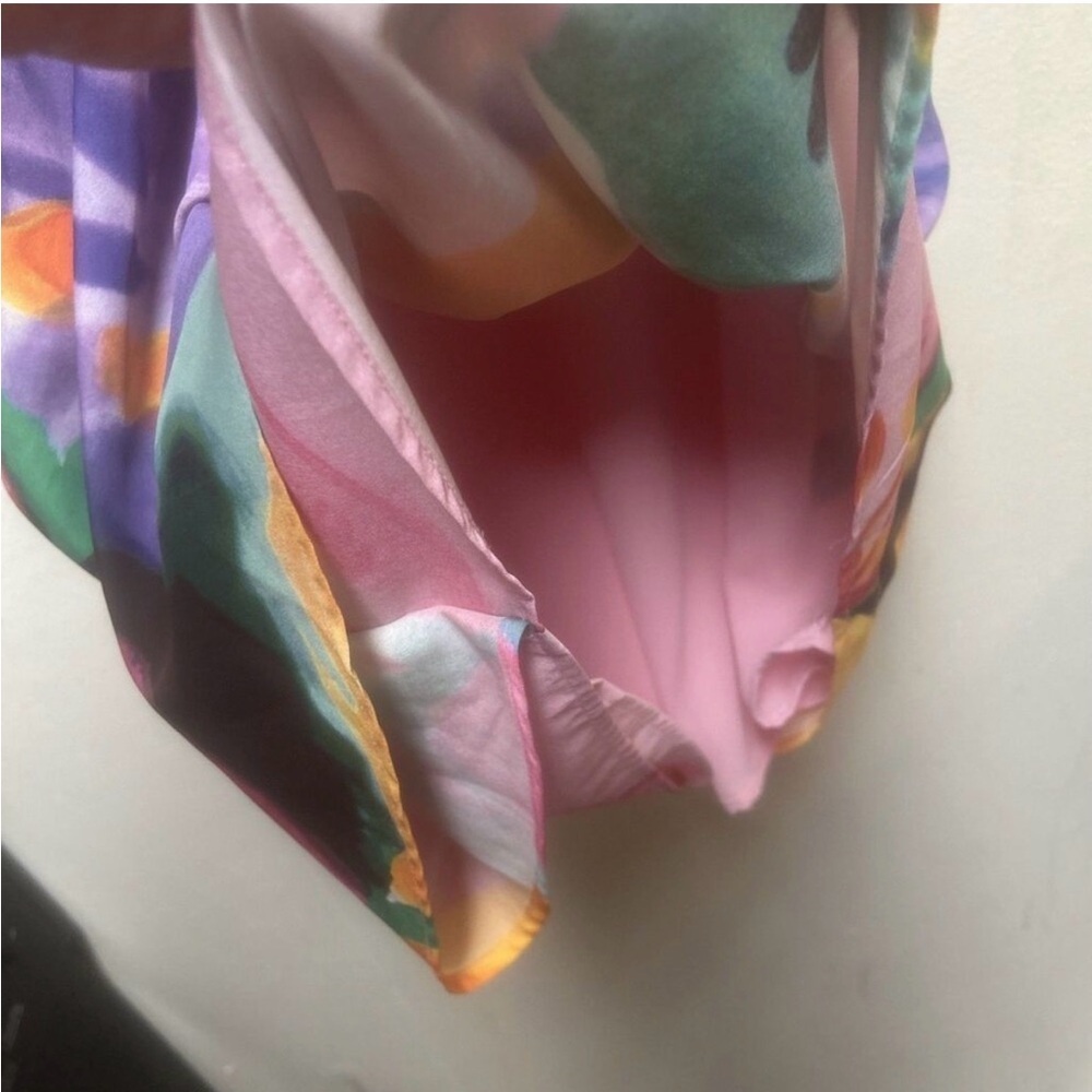 LAUREN RALPH LAUREN Watercolor Floral Crepe Shift Dress Vibrant Pastel 2p Lined - Picture 6 of 9